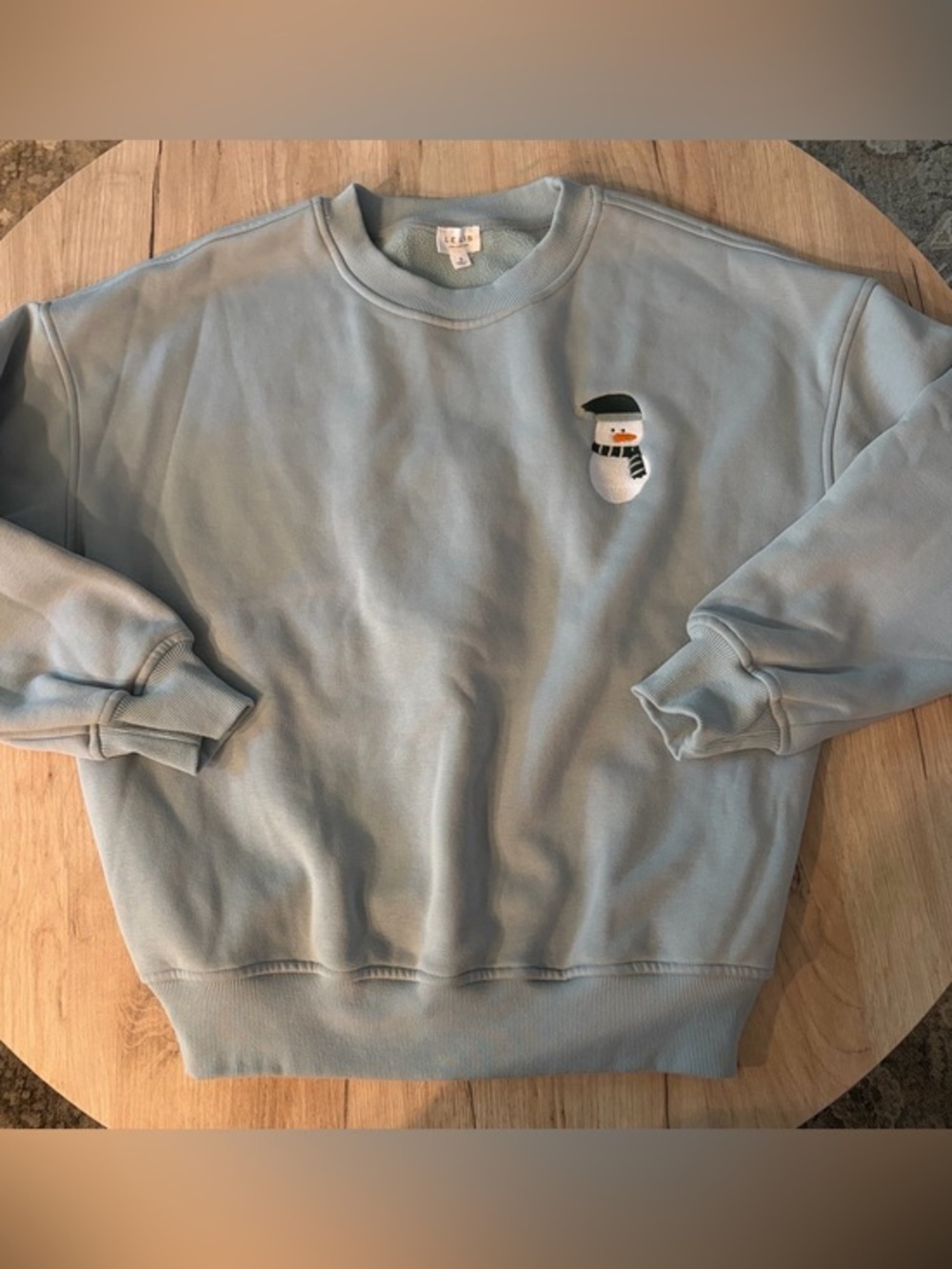 Le Lis Christmas Snowman Embroidered Sweatshirt Blue Womens Small